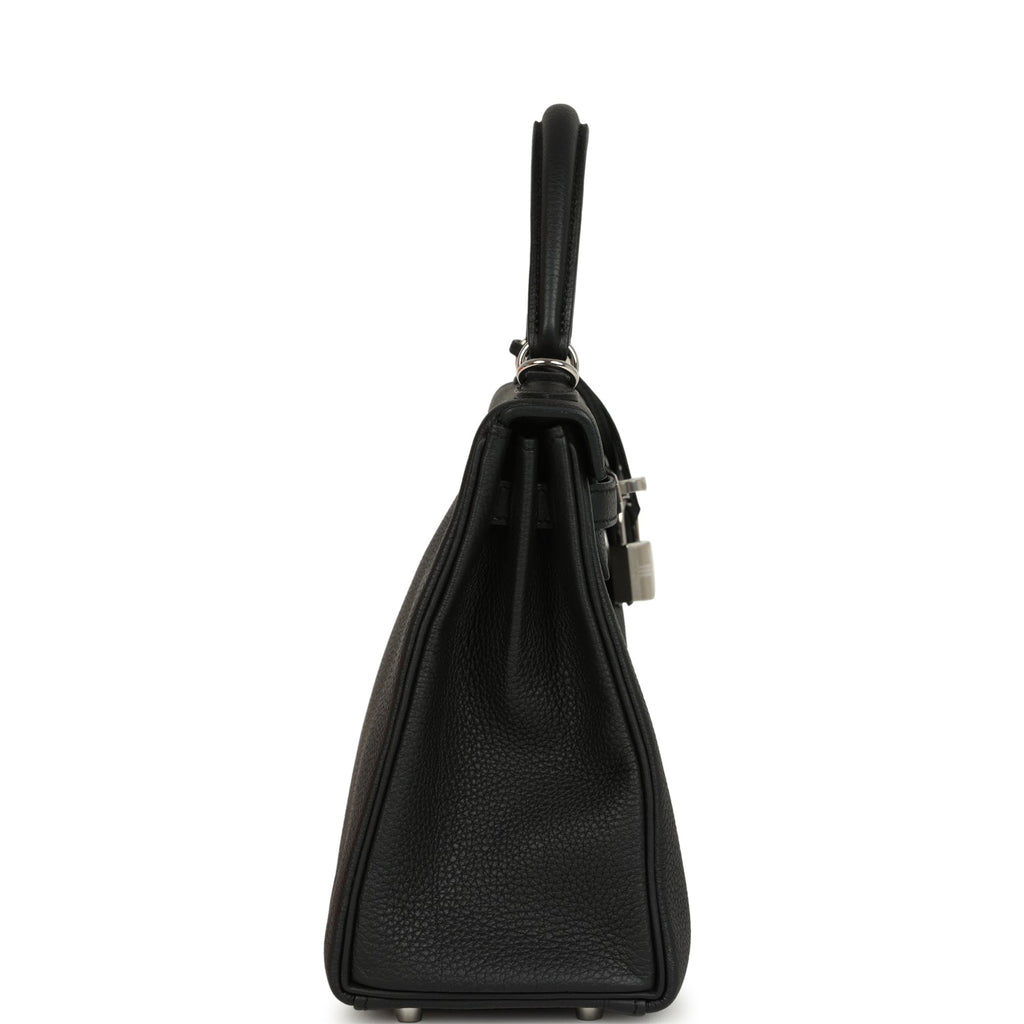 Hermes Kelly Retourne 25 Black Togo Palladium Hardware