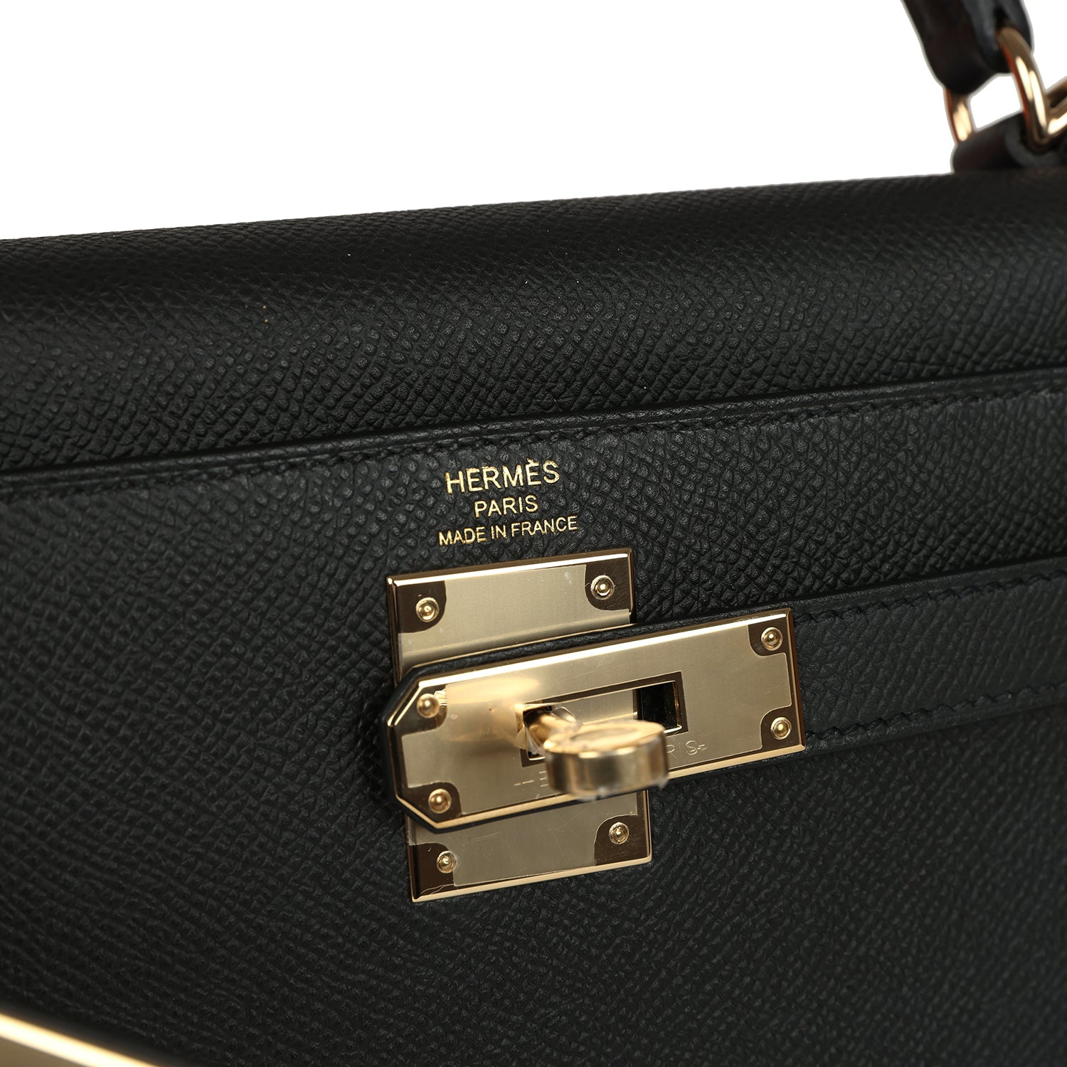 Pre-owned Hermes Kelly Sellier 28 Black Epsom Permabrass Hardware