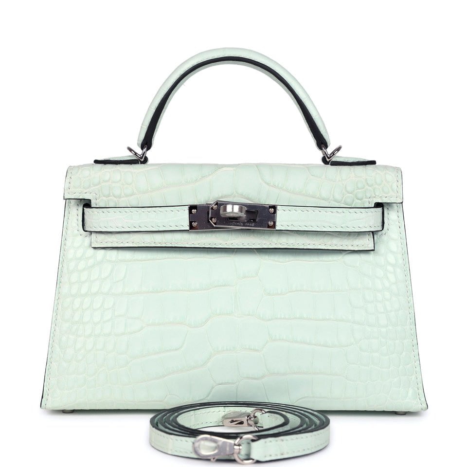 Hermes Kelly Sellier 20 Vert PepperNew Matte Alligator Palladium Hardware