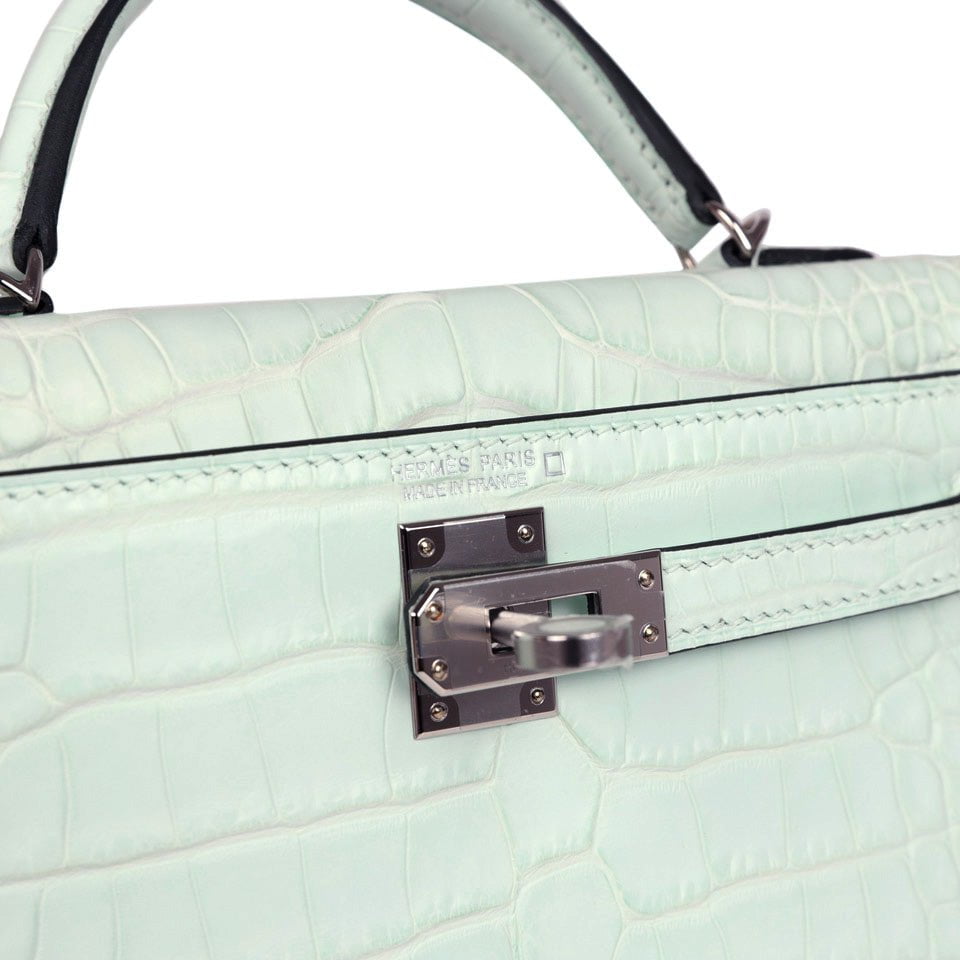Hermes Kelly Sellier 20 Vert PepperNew Matte Alligator Palladium Hardware