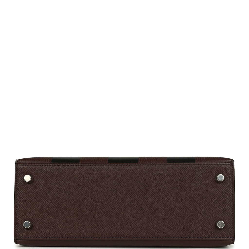 Hermes Kelly Sellier 25 Casaque Etoilee Rouge Sellier Epsom, Black Tadelakt, Rose Darling Chevre Mysore Palladium Hardware