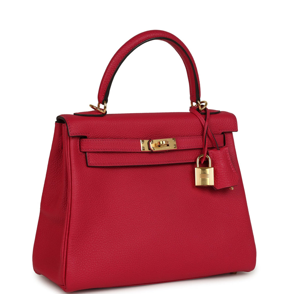 Hermes Kelly Retourne 25 Framboise Togo Gold Hardware