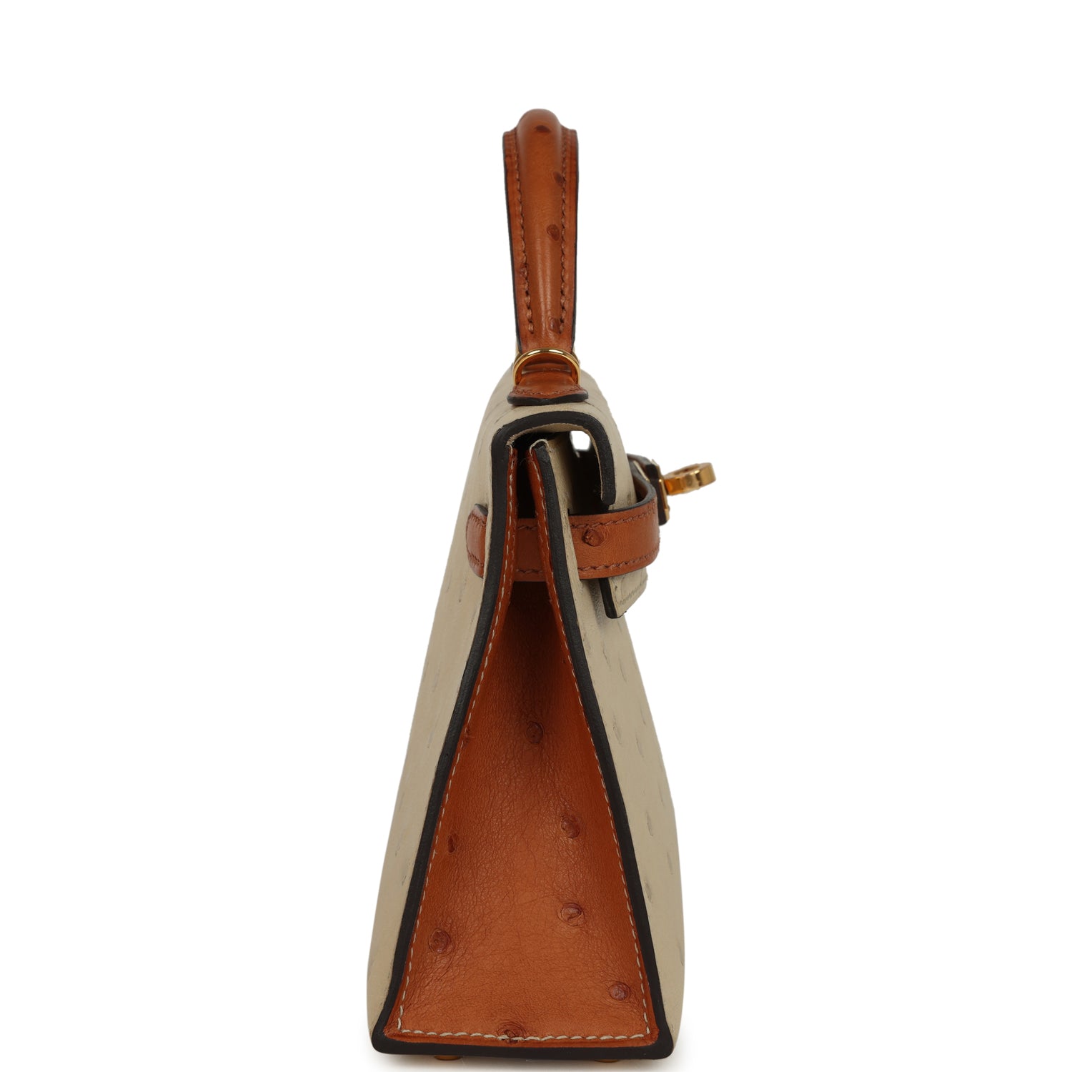Hermes Special Order (HSS) Kelly Sellier 20 Parchemin and Cognac Ostrich Gold Hardware