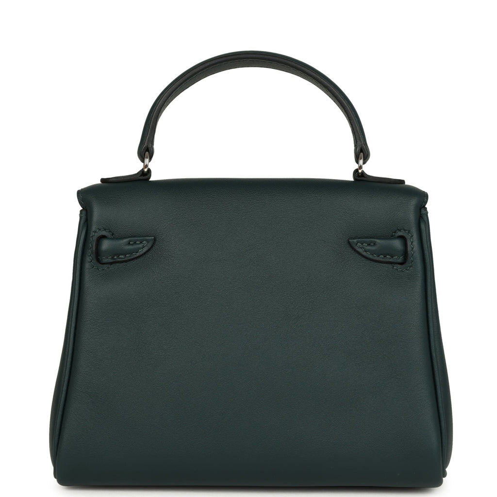 Hermes "Quelle Idolle" Kelly Doll Vert Cypress and Vert Bosphore Swift Palladium Hardware