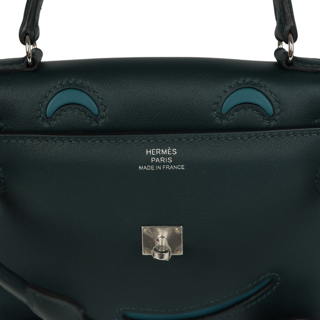 Hermes "Quelle Idolle" Kelly Doll Vert Cypress and Vert Bosphore Swift Palladium Hardware