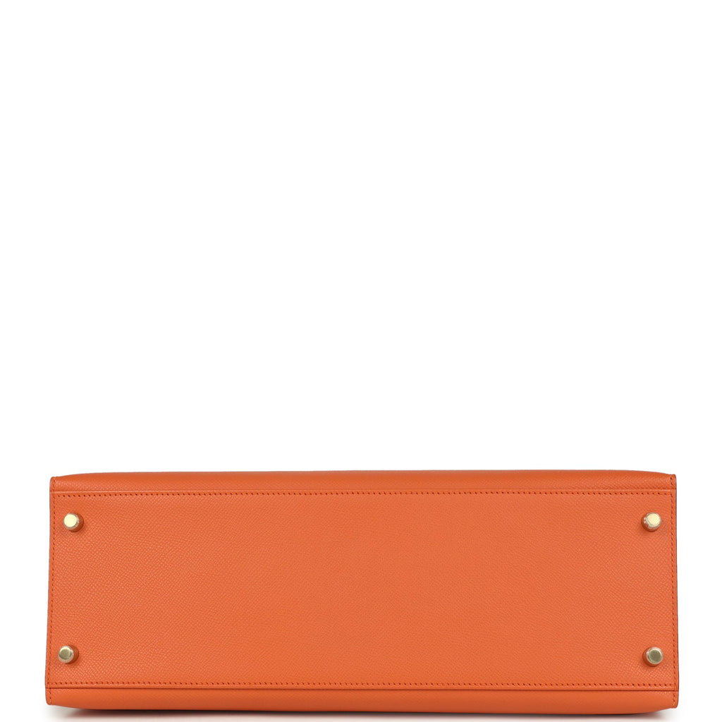 Pre-owned Hermes Kelly Sellier 35 Mango Epsom Gold Hardware