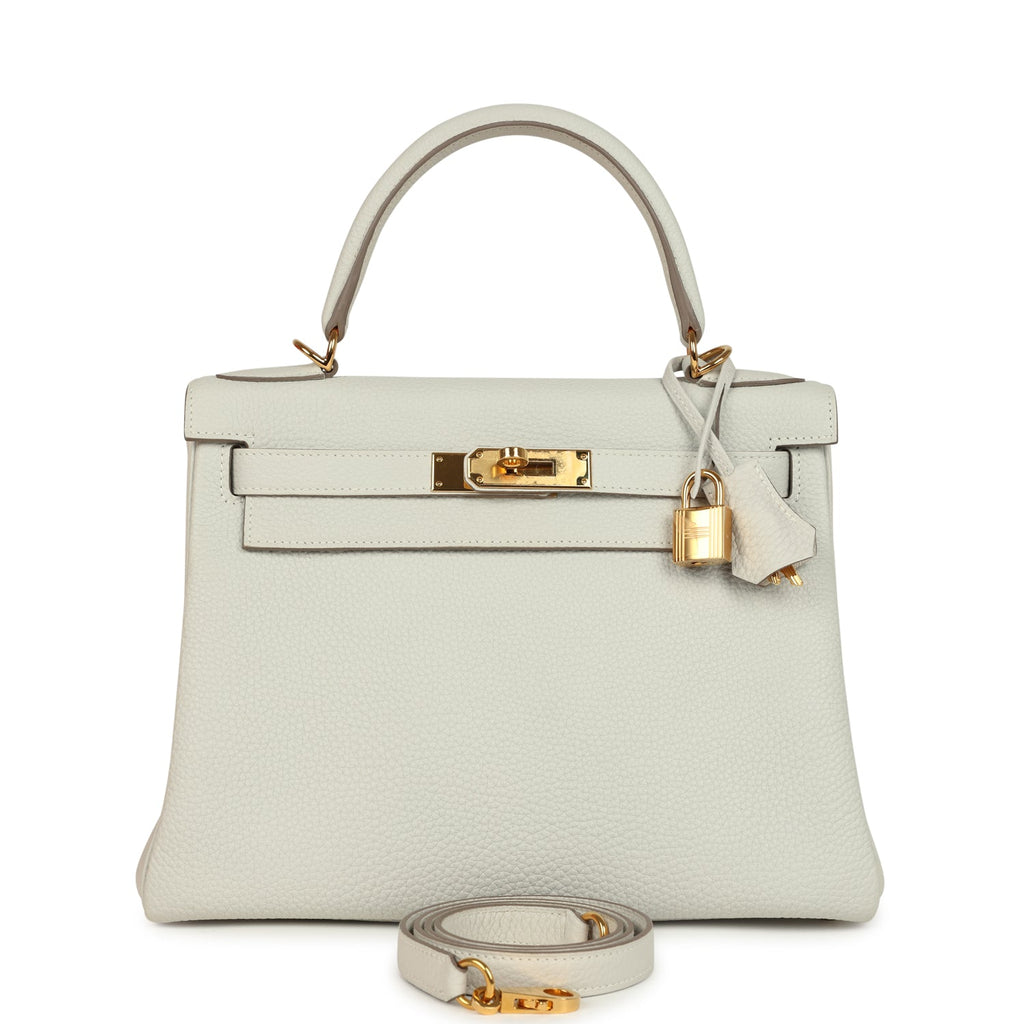 Hermes Kelly Retourne 28 Gris Pale Togo Gold Hardware