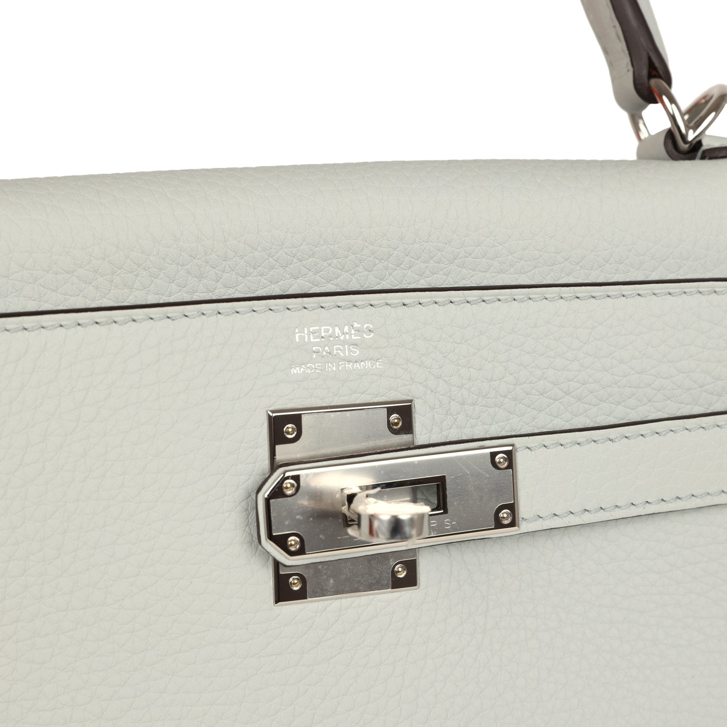 Hermes Kelly Retourne 32 Bleu Pale Clemence Palladium Hardware