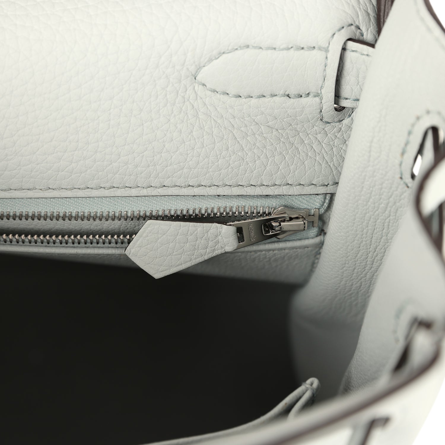 Hermes Kelly Retourne 32 Bleu Pale Clemence Palladium Hardware