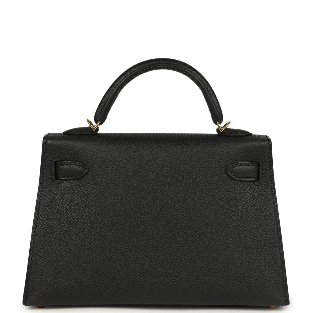 Hermes Kelly Sellier 20 Black Epsom Gold Hardware