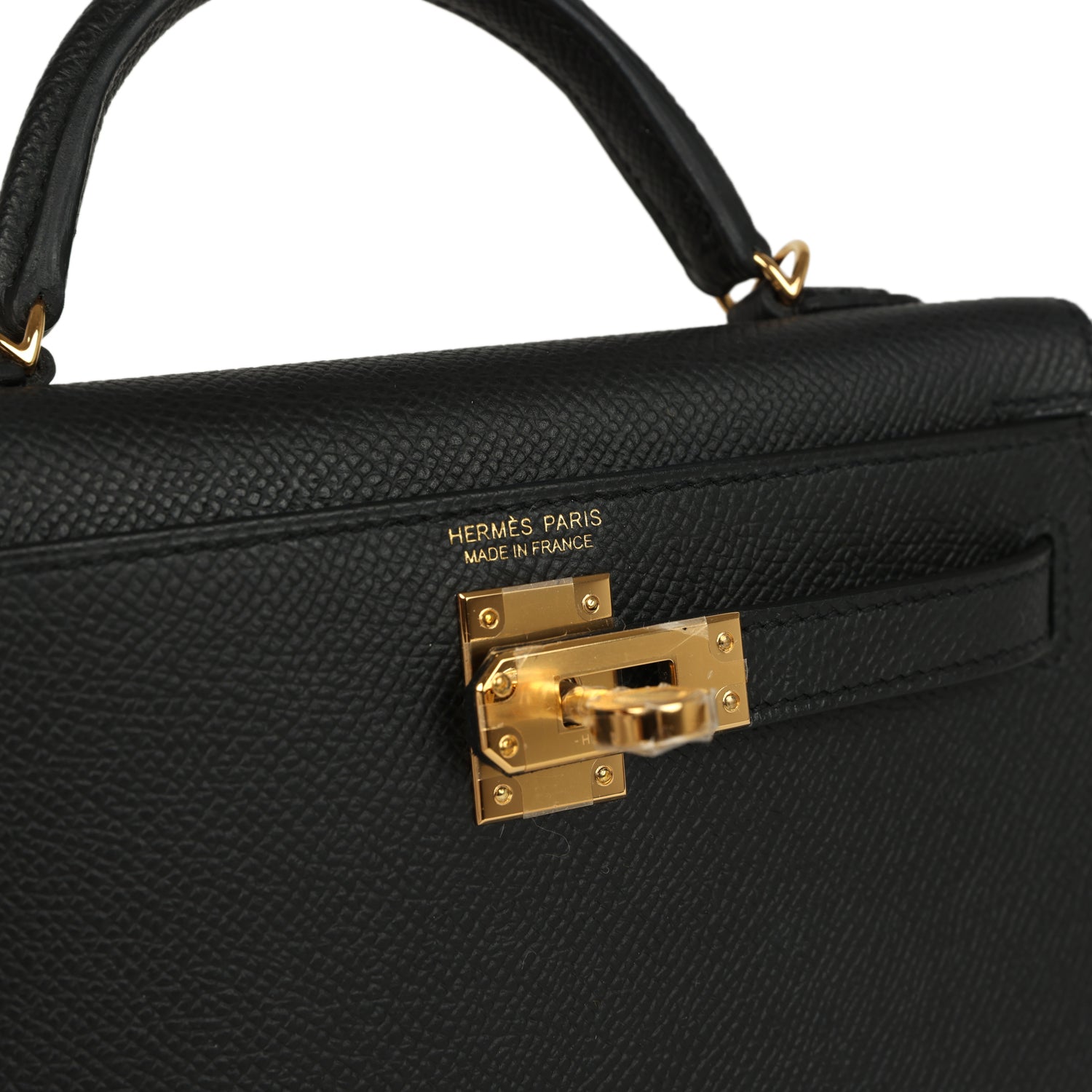 Hermes Kelly Sellier 20 Black Epsom Gold Hardware