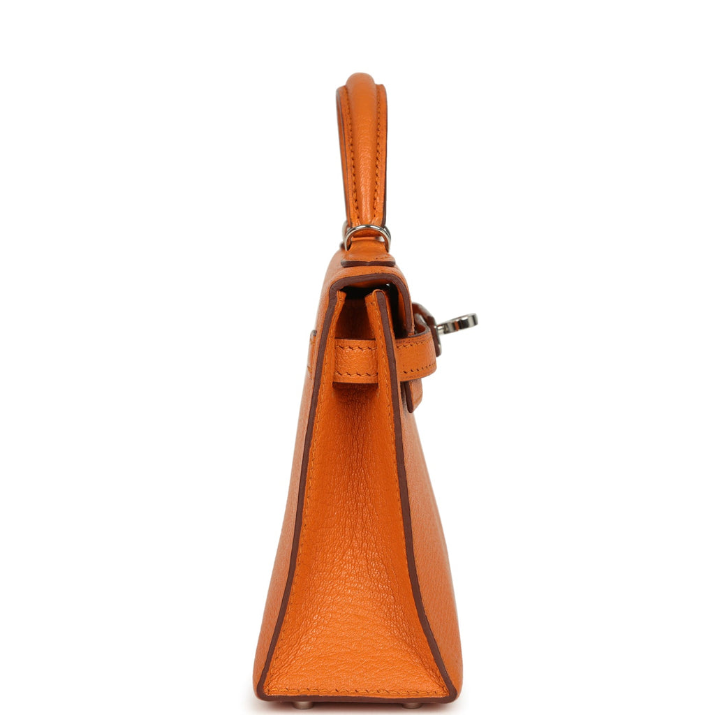 Pre-owned Hermes Kelly Sellier 20 Apricot Chevre Mysore Palladium Hardware