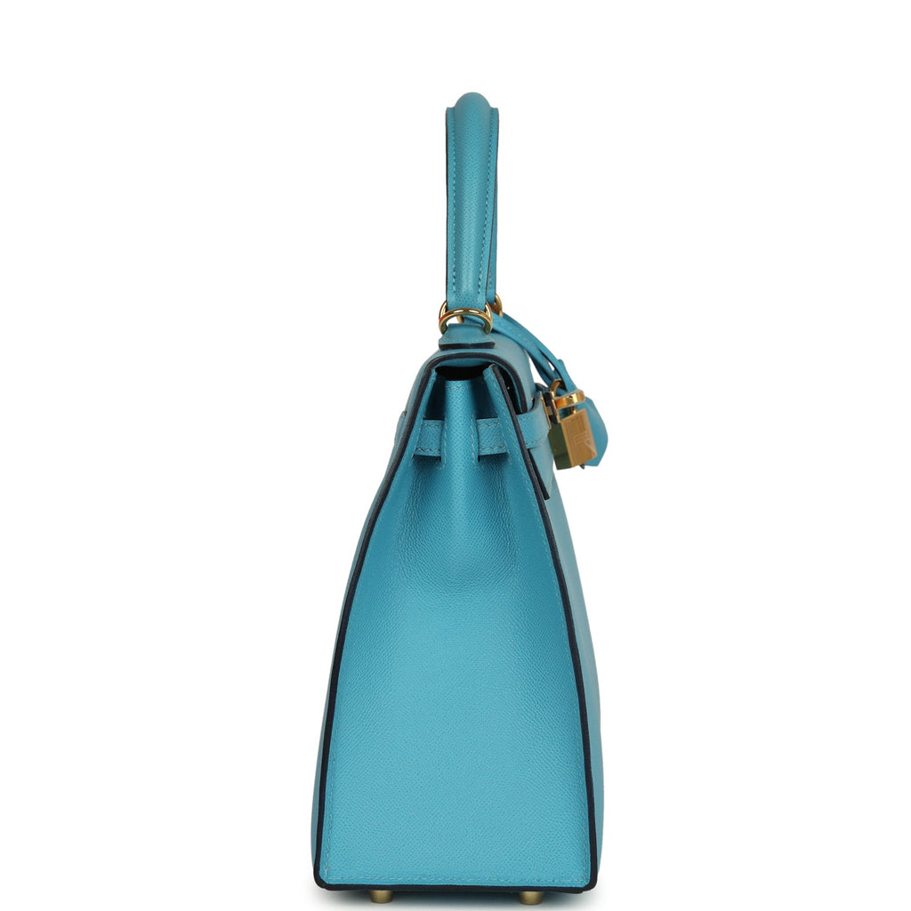 Hermes Kelly Sellier 25 Bleu Du Nord Madame Palladium Hardware