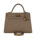 Hermes Kelly Sellier 32 Etoupe Epsom Gold Hardware