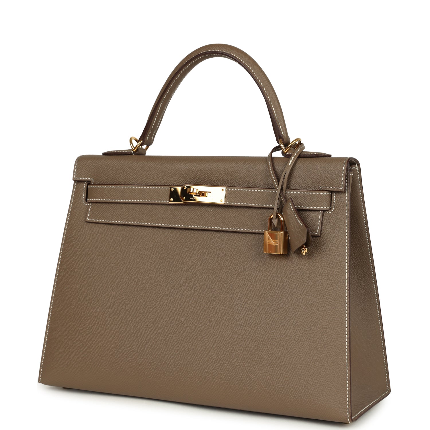 Hermes Kelly Sellier 32 Etoupe Epsom Gold Hardware
