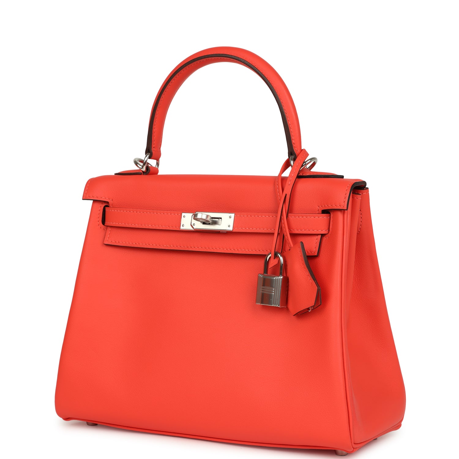 Hermes Kelly Retourne 25 Orange Field Swift Palladium Hardware