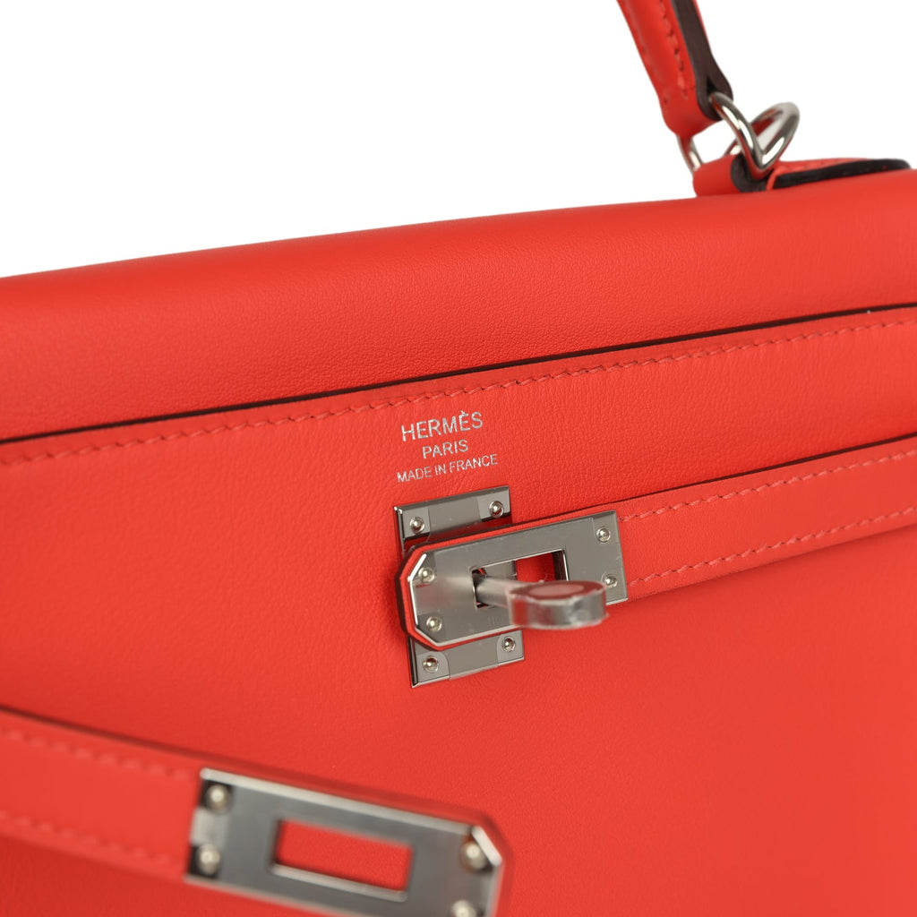 Hermes Kelly Retourne 25 Orange Field Swift Palladium Hardware