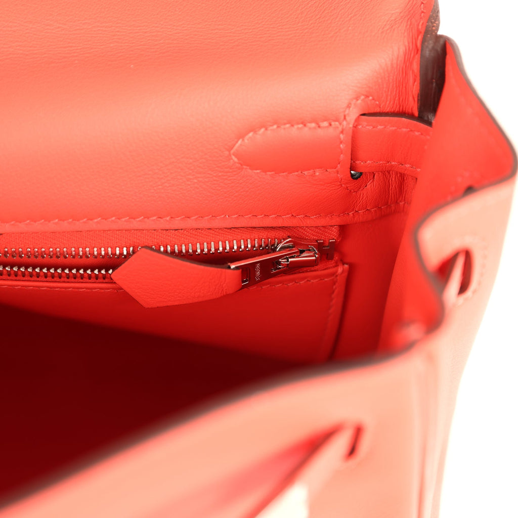 Hermes Kelly Retourne 25 Orange Field Swift Palladium Hardware