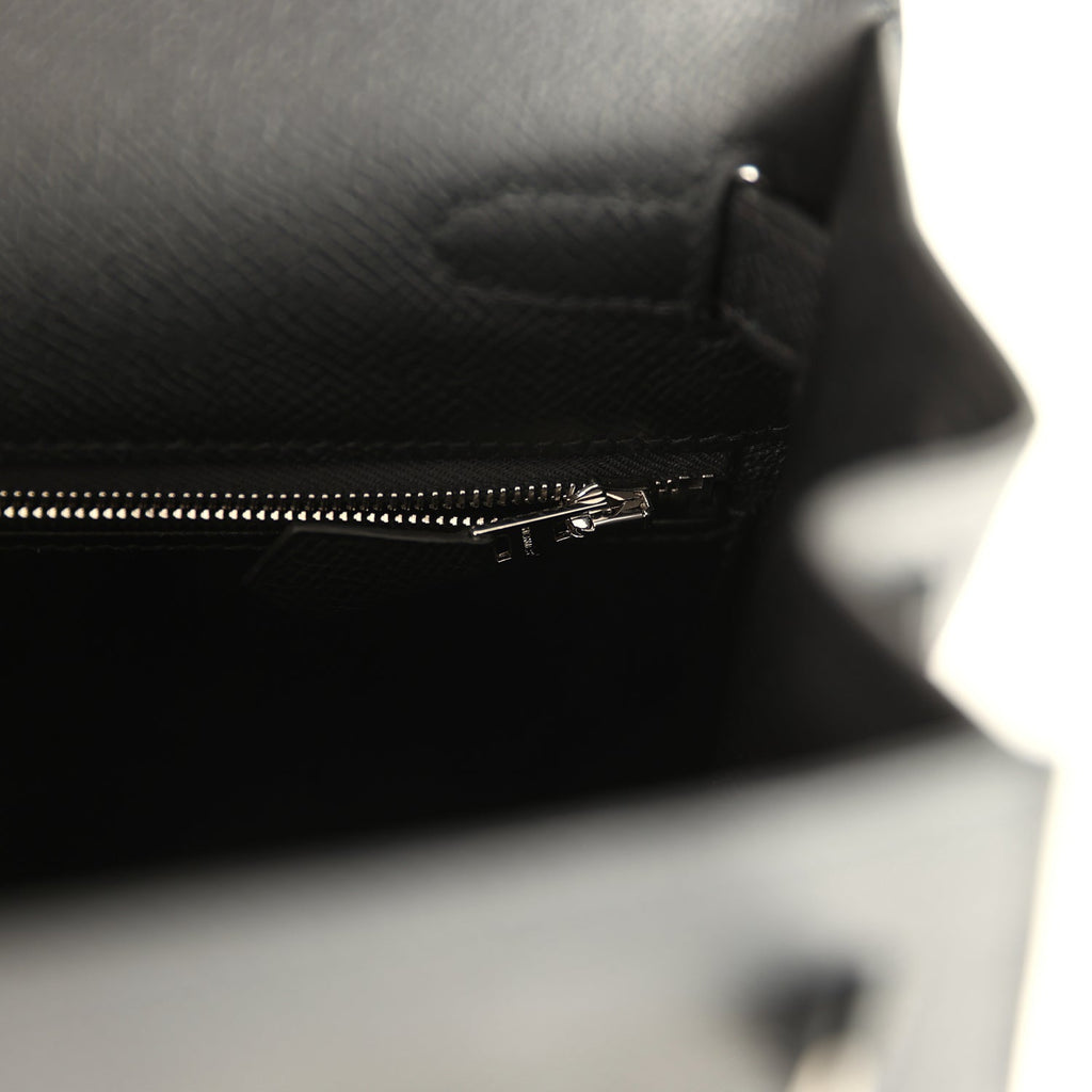 Hermes Kelly Sellier 28 Black Epsom Palladium Hardware
