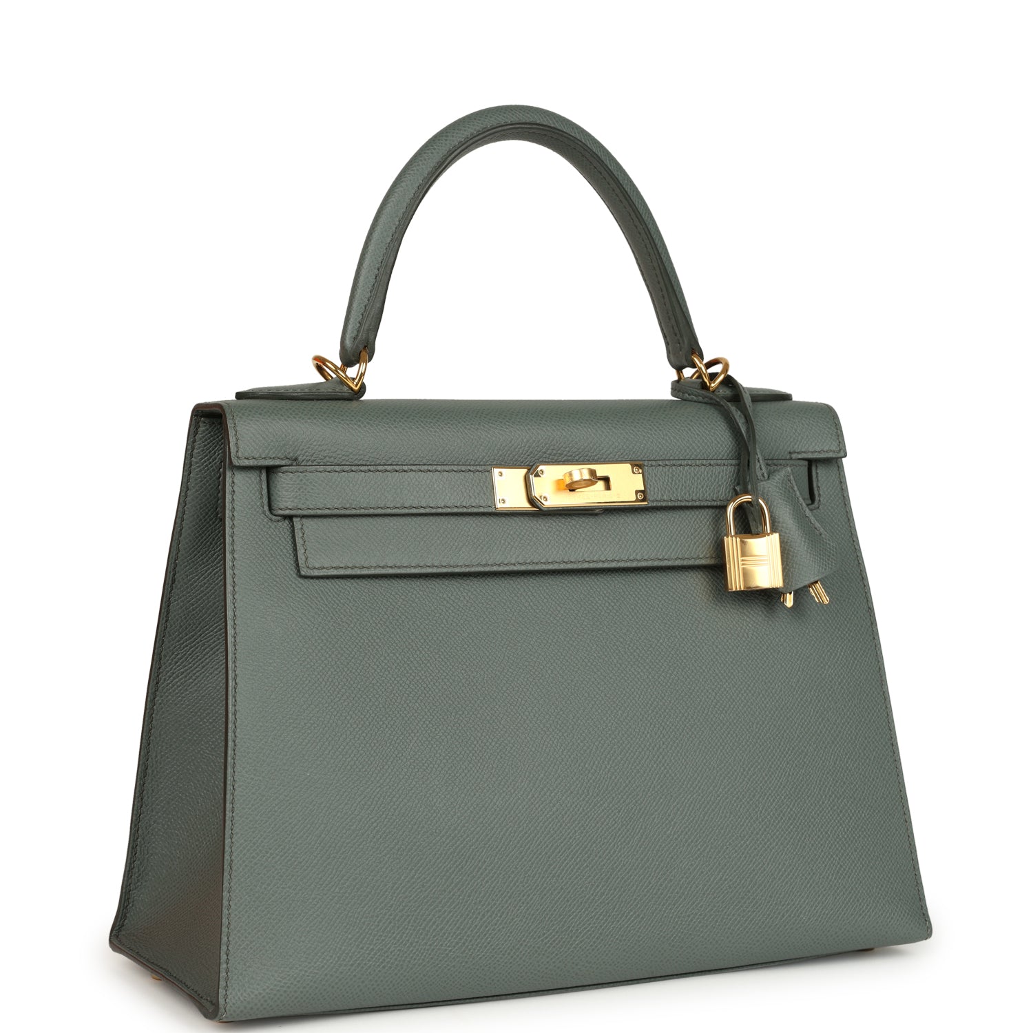 Pre-owned Hermes Kelly Sellier 28 Vert Amande Epsom Gold Hardware