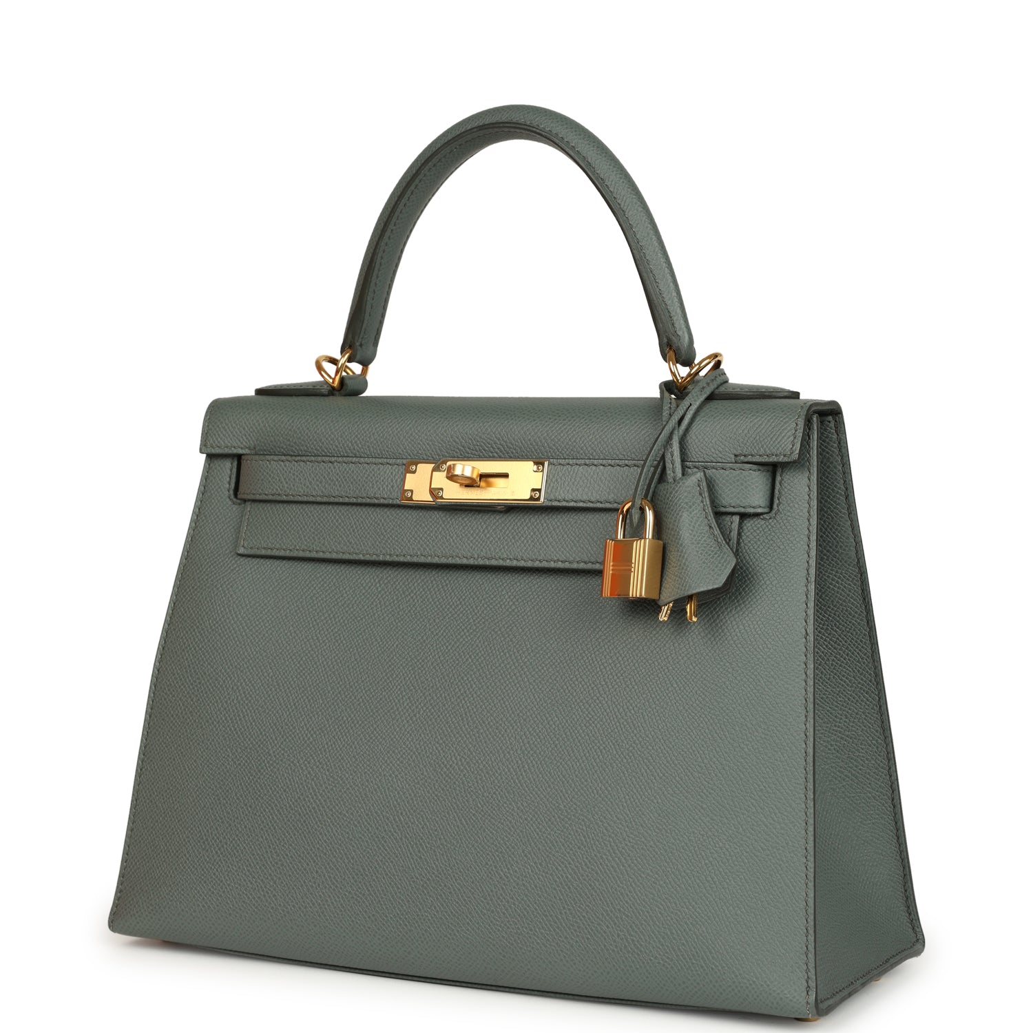 Pre-owned Hermes Kelly Sellier 28 Vert Amande Epsom Gold Hardware