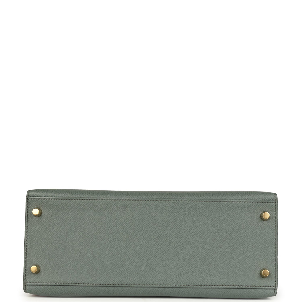 Pre-owned Hermes Kelly Sellier 28 Vert Amande Epsom Gold Hardware