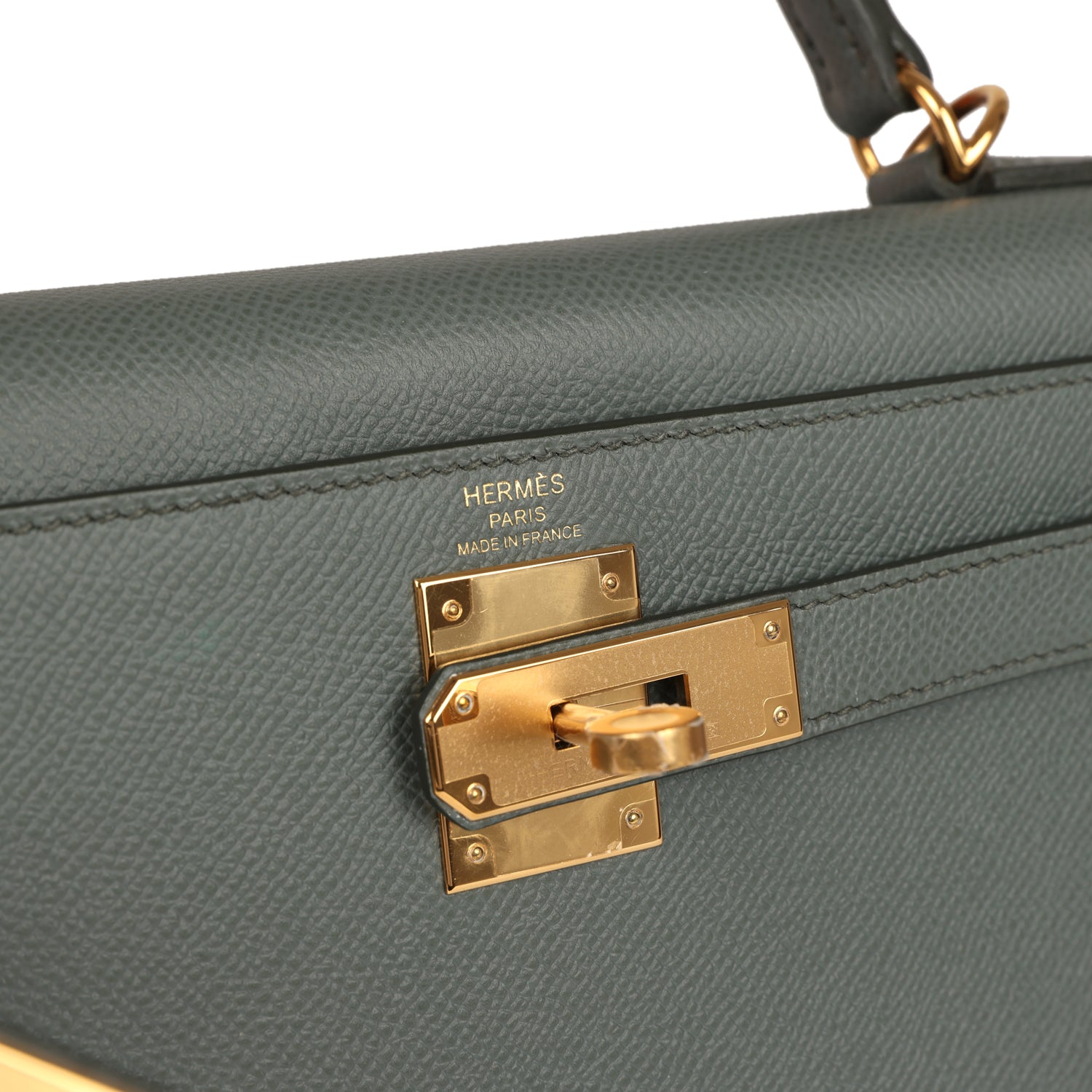 Pre-owned Hermes Kelly Sellier 28 Vert Amande Epsom Gold Hardware