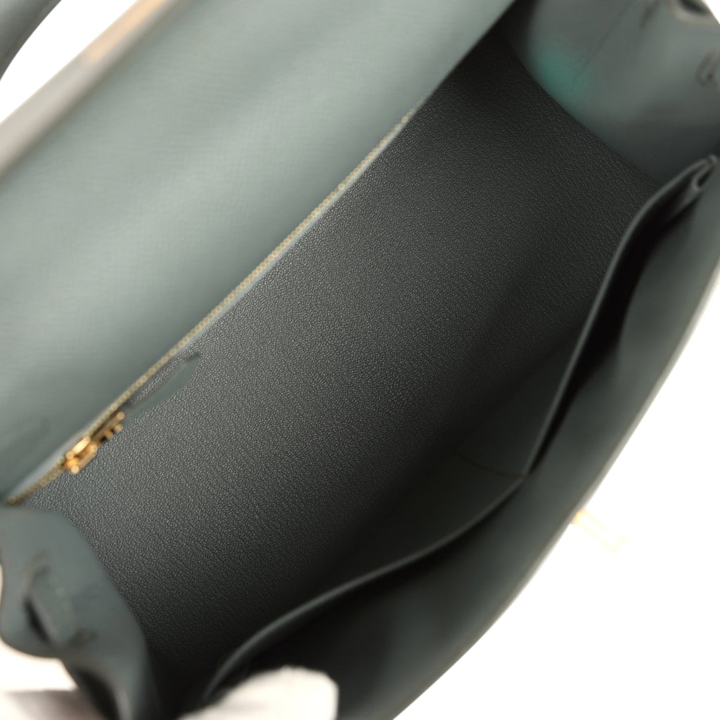 Pre-owned Hermes Kelly Sellier 28 Vert Amande Epsom Gold Hardware