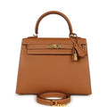 Hermes Kelly Sellier 25 Gold Epsom Gold Hardware
