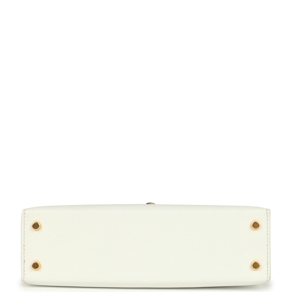 Hermes Special Order (HSS) Kelly Sellier 20 White and Gris Asphalt Epsom Permabrass Hardware