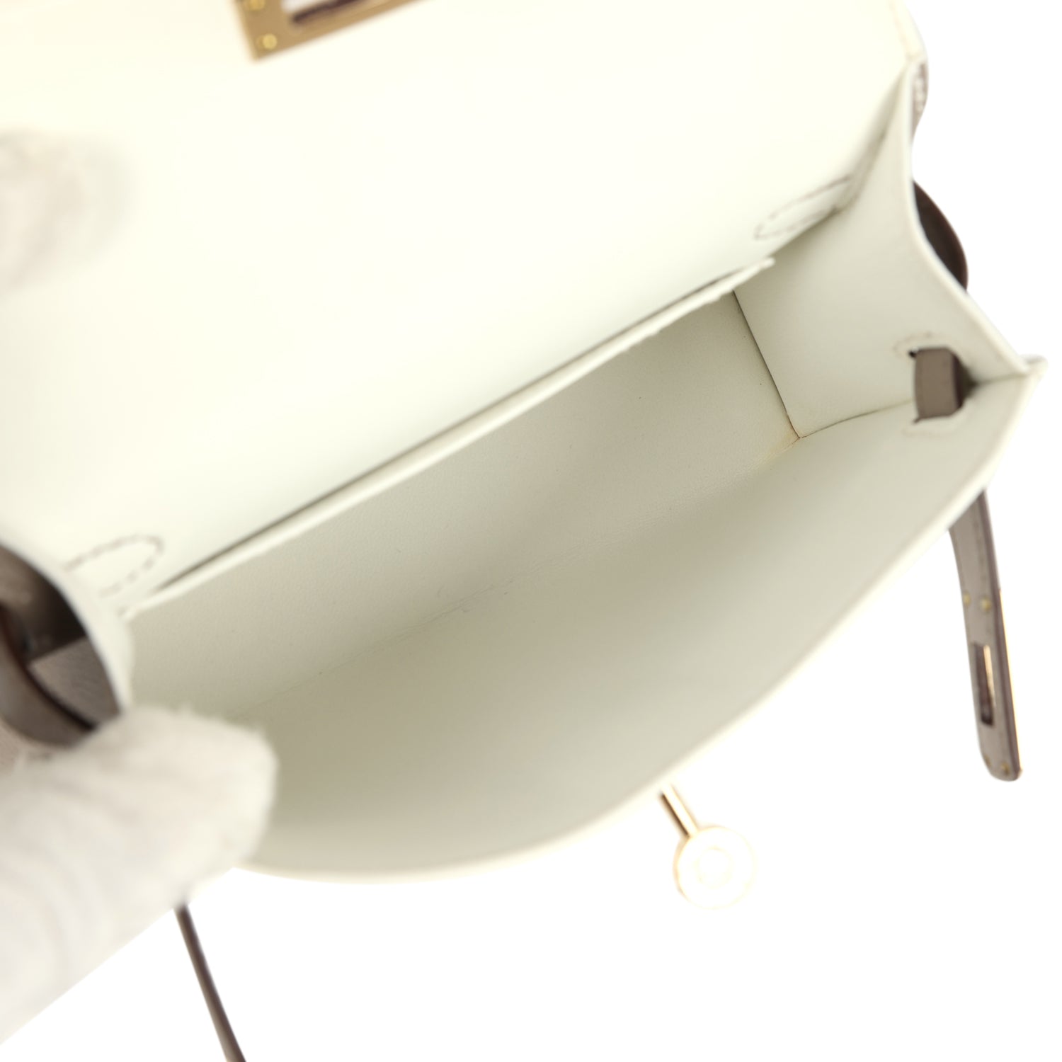 Hermes Special Order (HSS) Kelly Sellier 20 White and Gris Asphalt Epsom Permabrass Hardware
