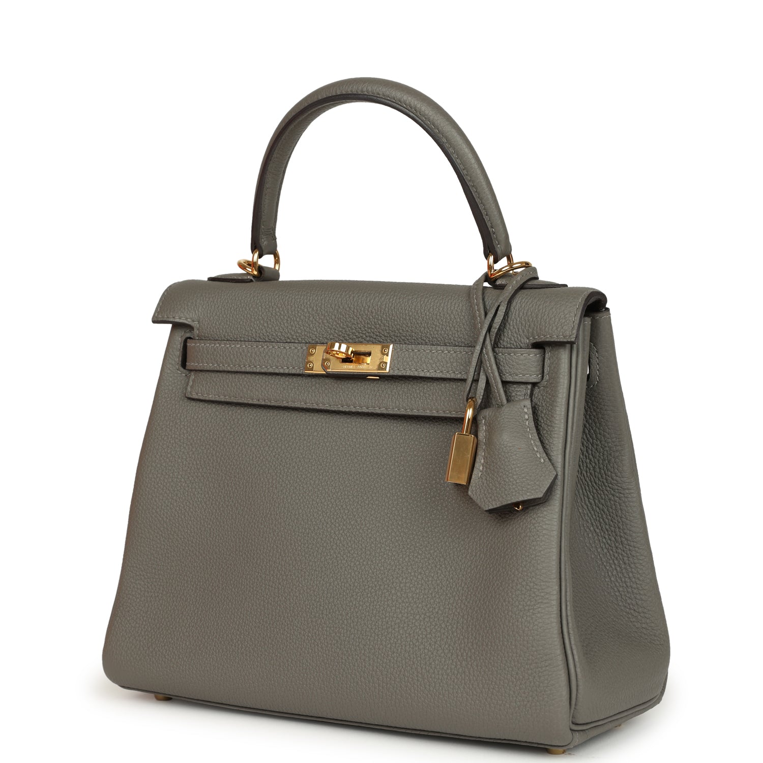 Hermes Kelly Retourne 25 Gris Meyer Togo Gold Hardware