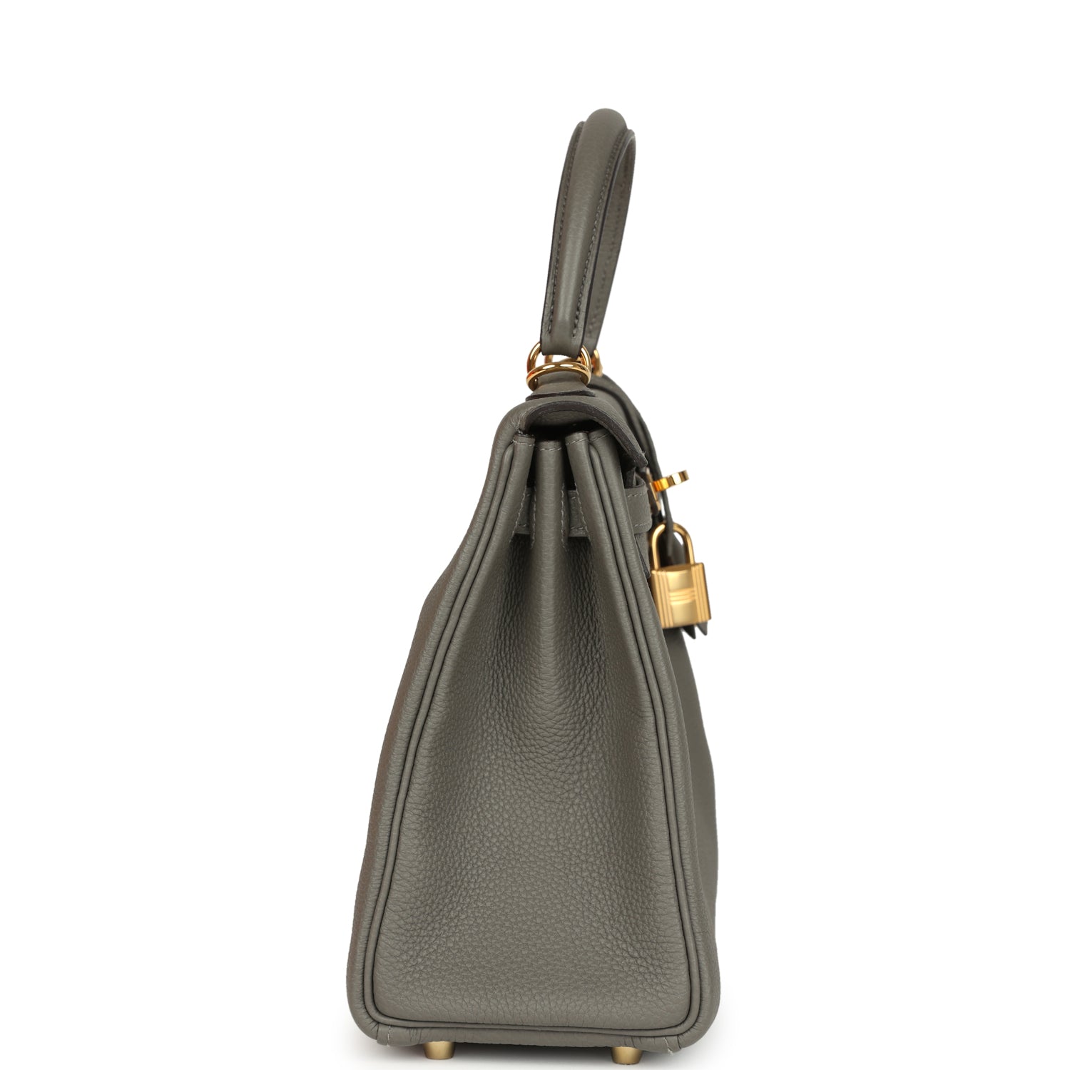 Hermes Kelly Retourne 25 Gris Meyer Togo Gold Hardware