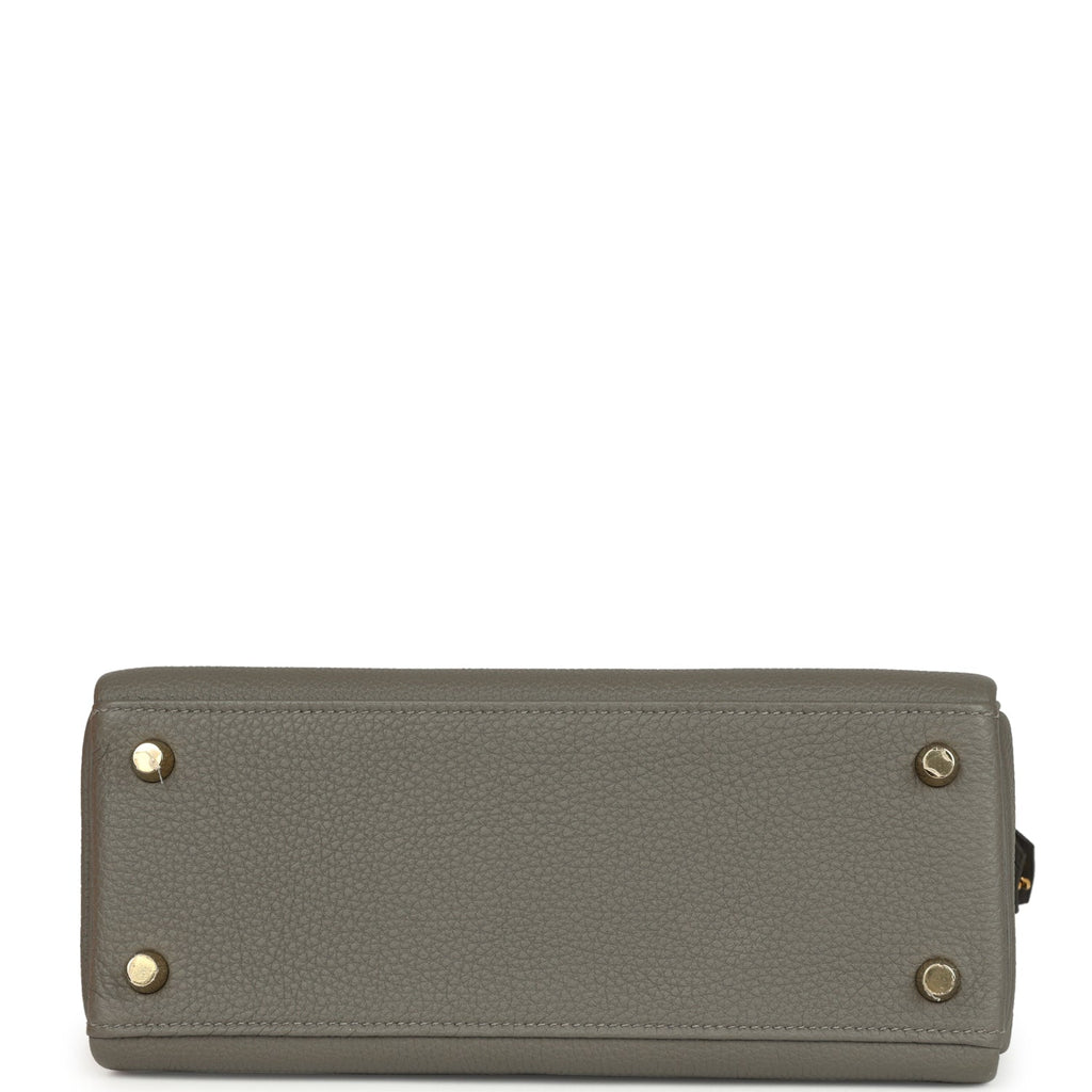 Hermes Kelly Retourne 25 Gris Meyer Togo Gold Hardware