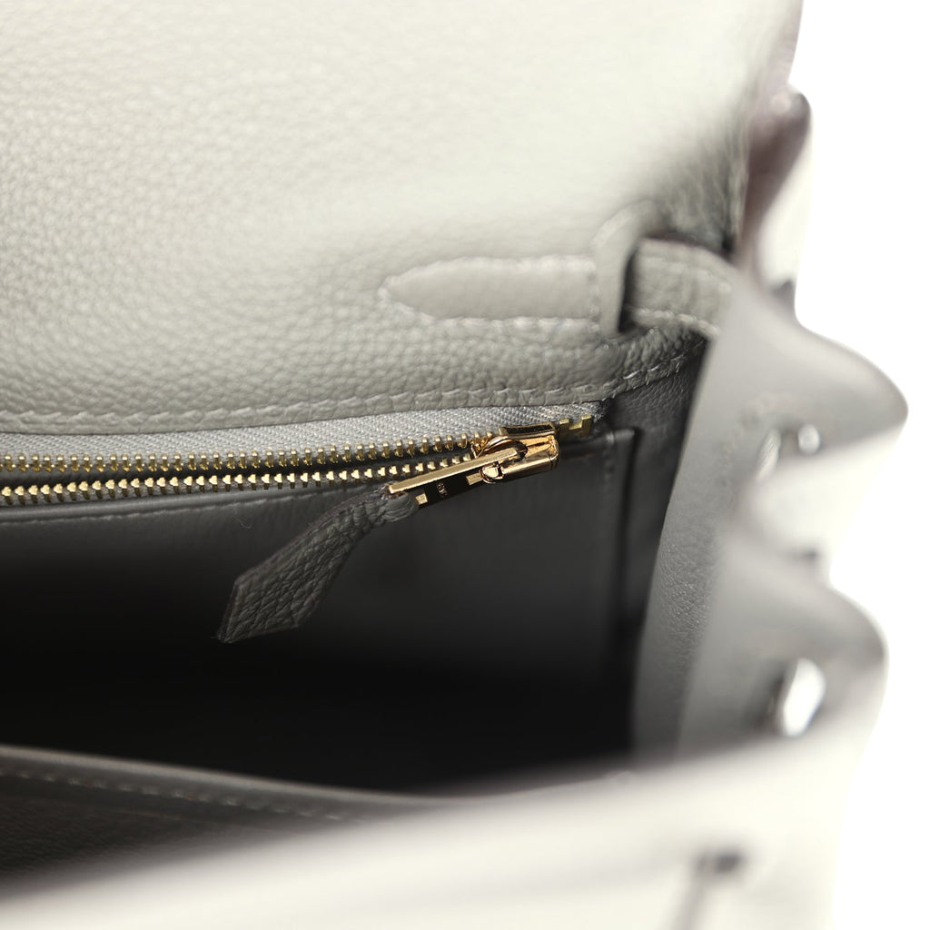 Hermes Kelly Retourne 25 Gris Meyer Togo Gold Hardware