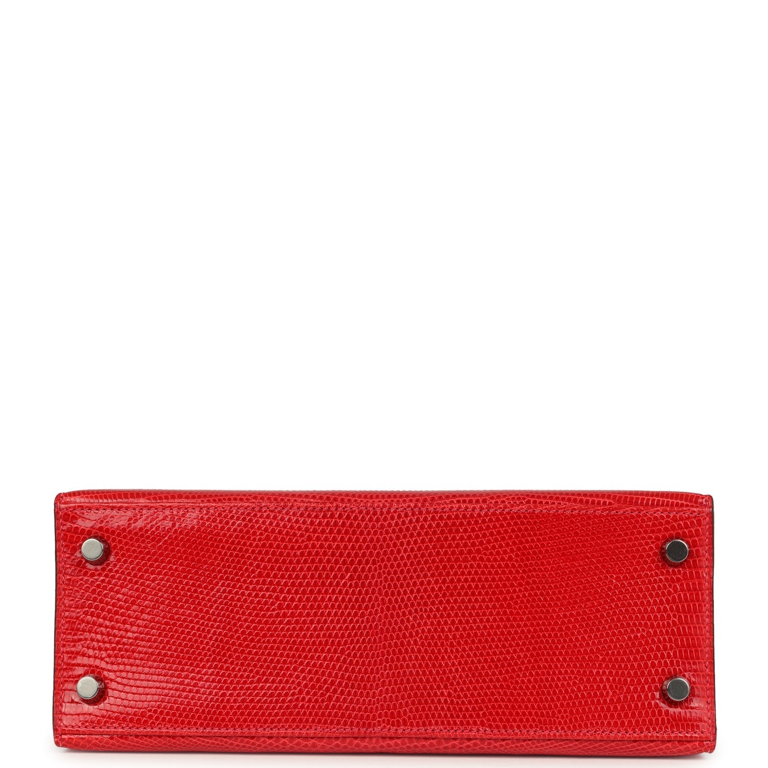 New Hermes Kelly Sellier 25 Rouge Moyen Varanus Niloticus Lizard Ruthenium Hardware