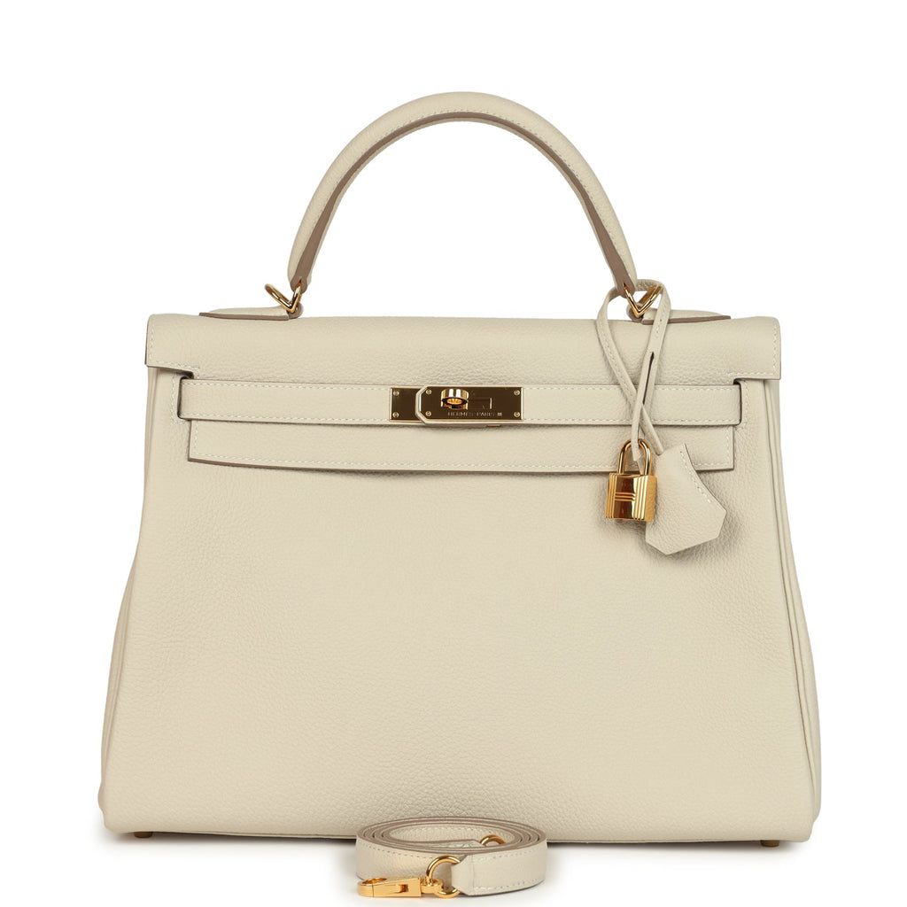 New Hermes Kelly Retourne 32 Craie Togo Gold Hardware