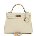 New Hermes Kelly Retourne 32 Craie Togo Gold Hardware