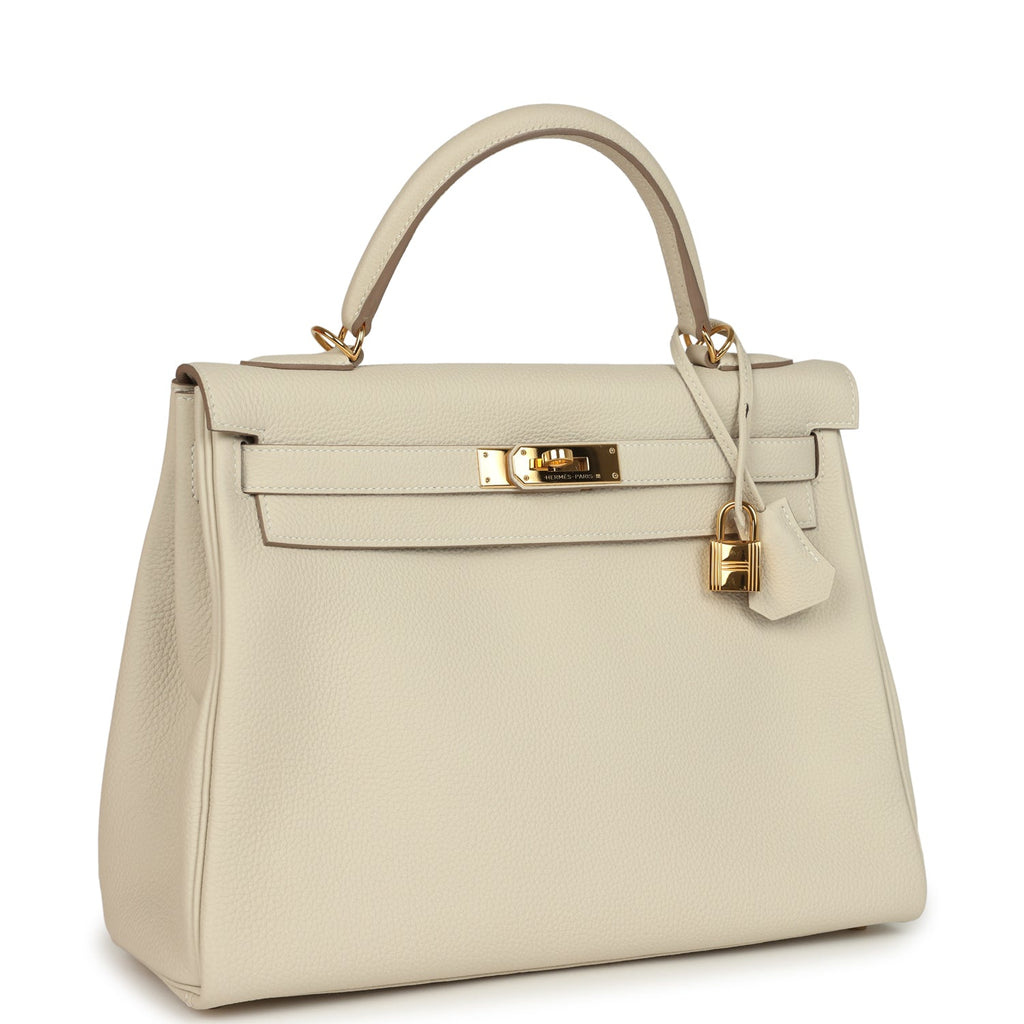 New Hermes Kelly Retourne 32 Craie Togo Gold Hardware