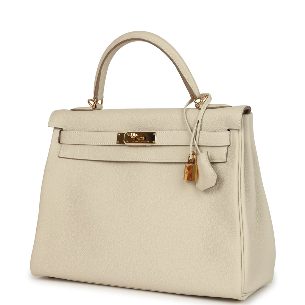 New Hermes Kelly Retourne 32 Craie Togo Gold Hardware