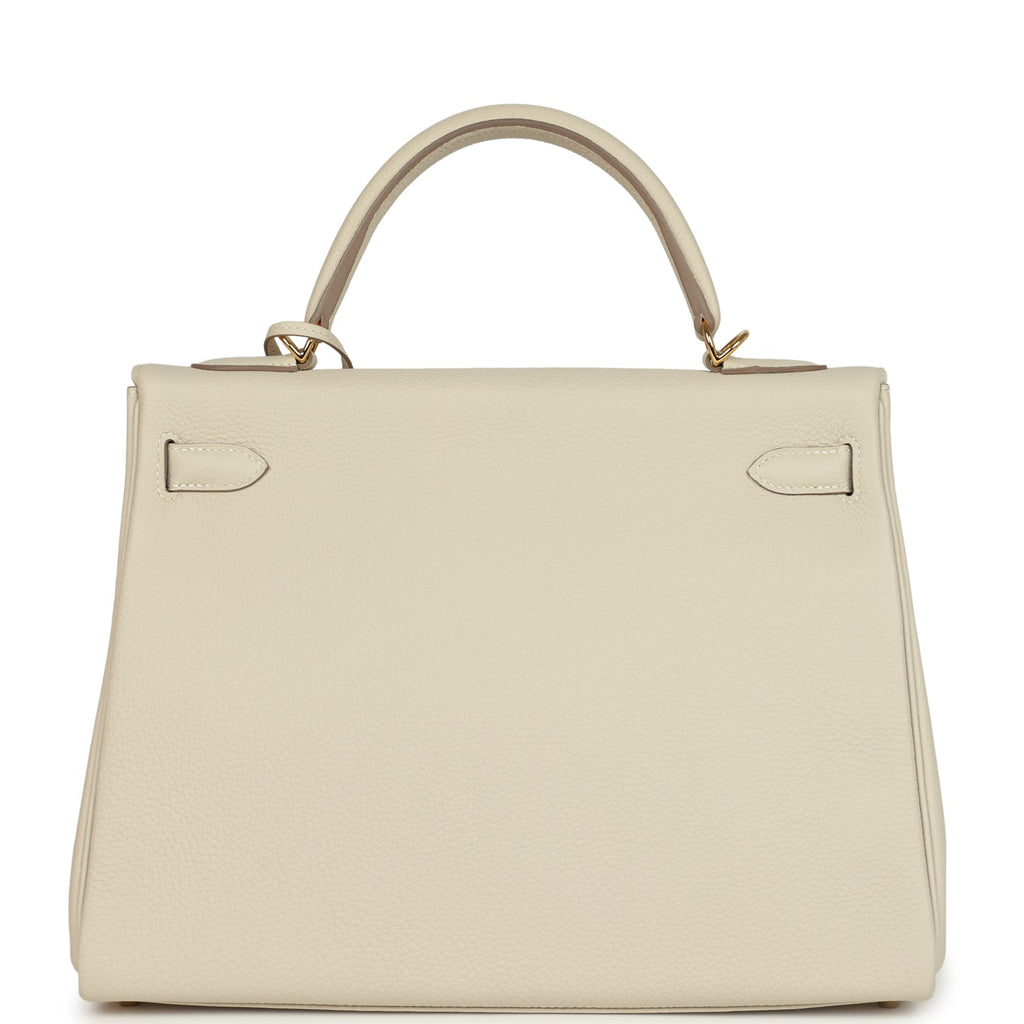 New Hermes Kelly Retourne 32 Craie Togo Gold Hardware