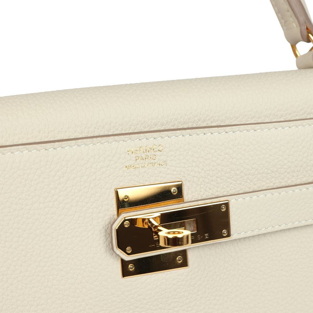 New Hermes Kelly Retourne 32 Craie Togo Gold Hardware