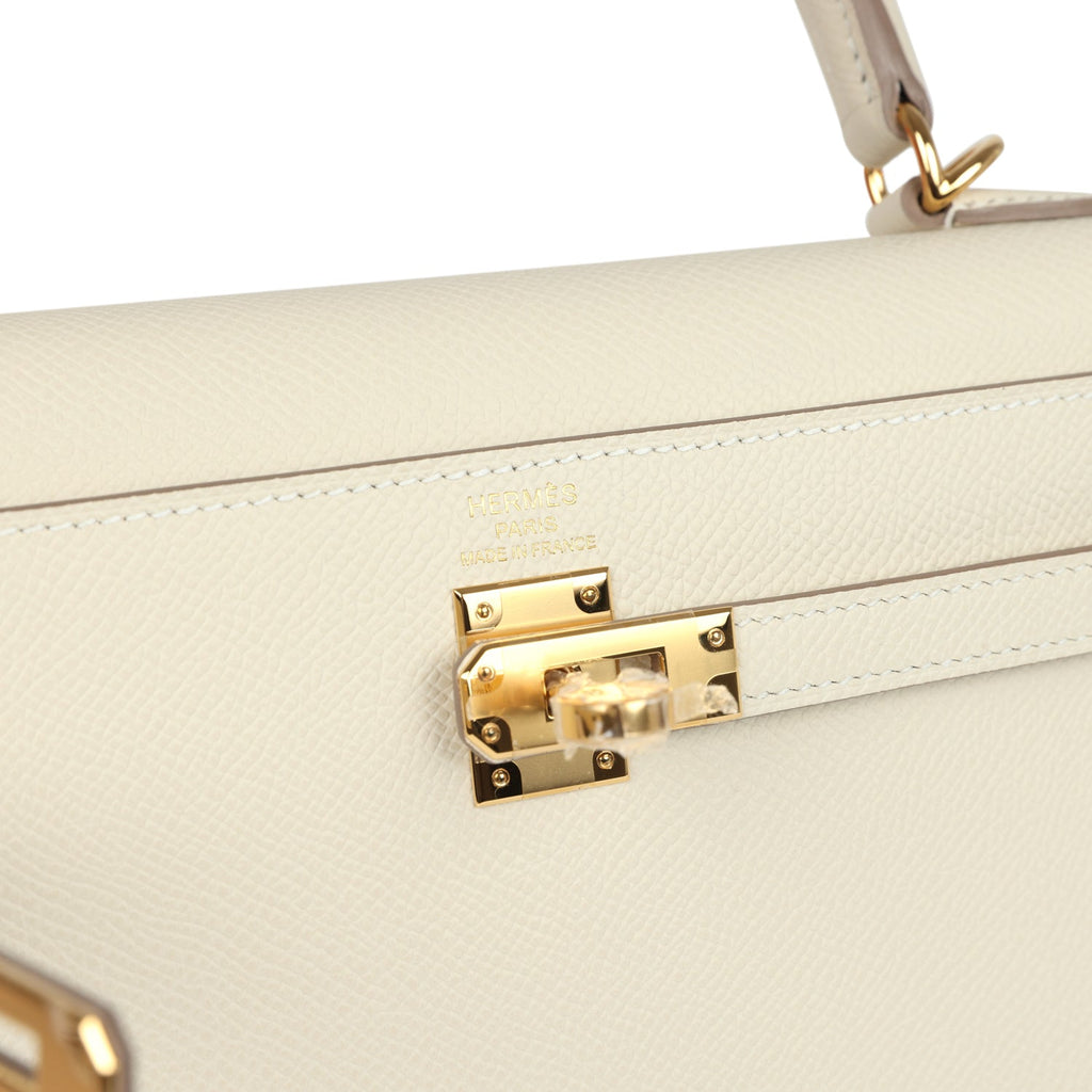Hermes Kelly Sellier 25 Craie Epsom Gold Hardware