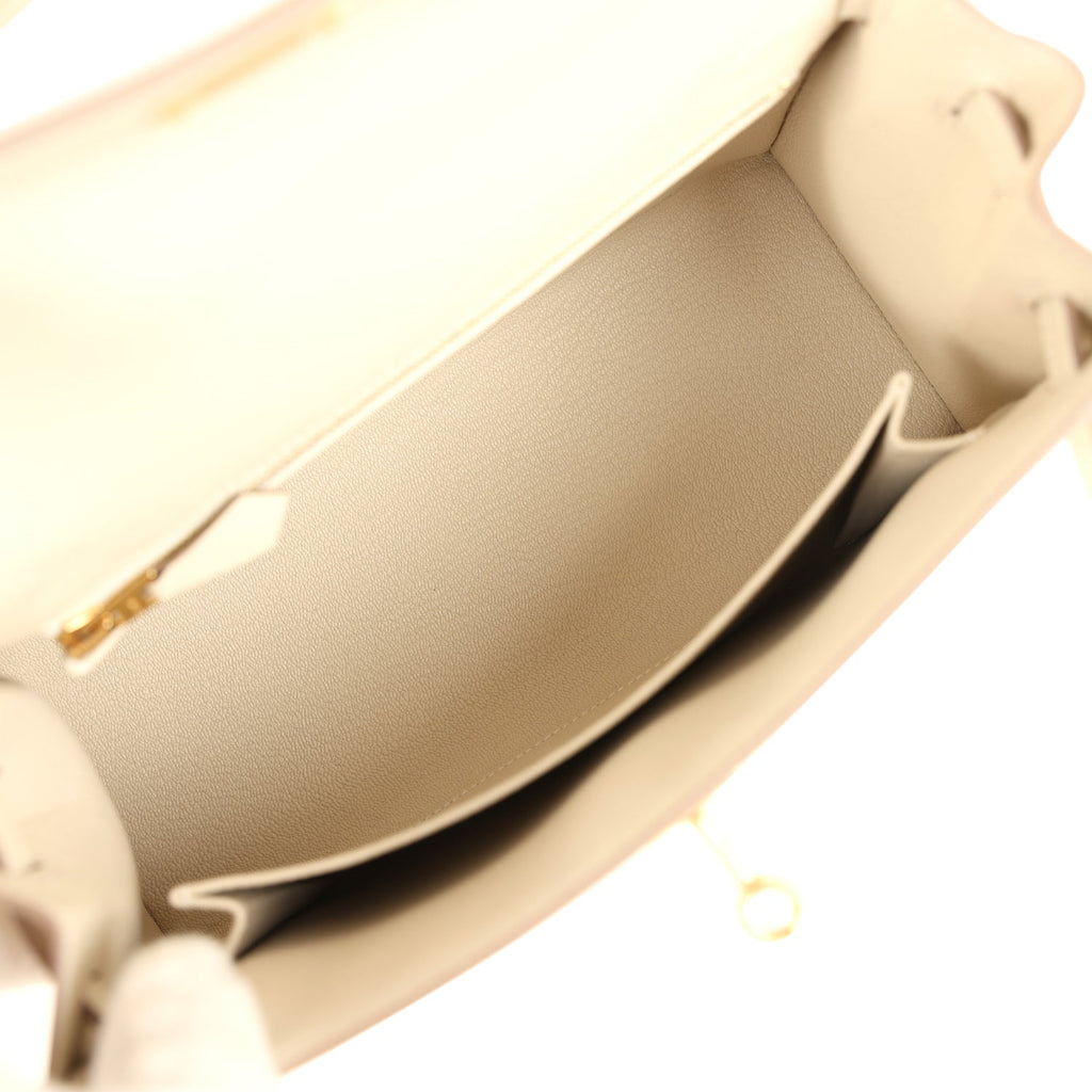 Hermes Kelly Sellier 25 Craie Epsom Gold Hardware