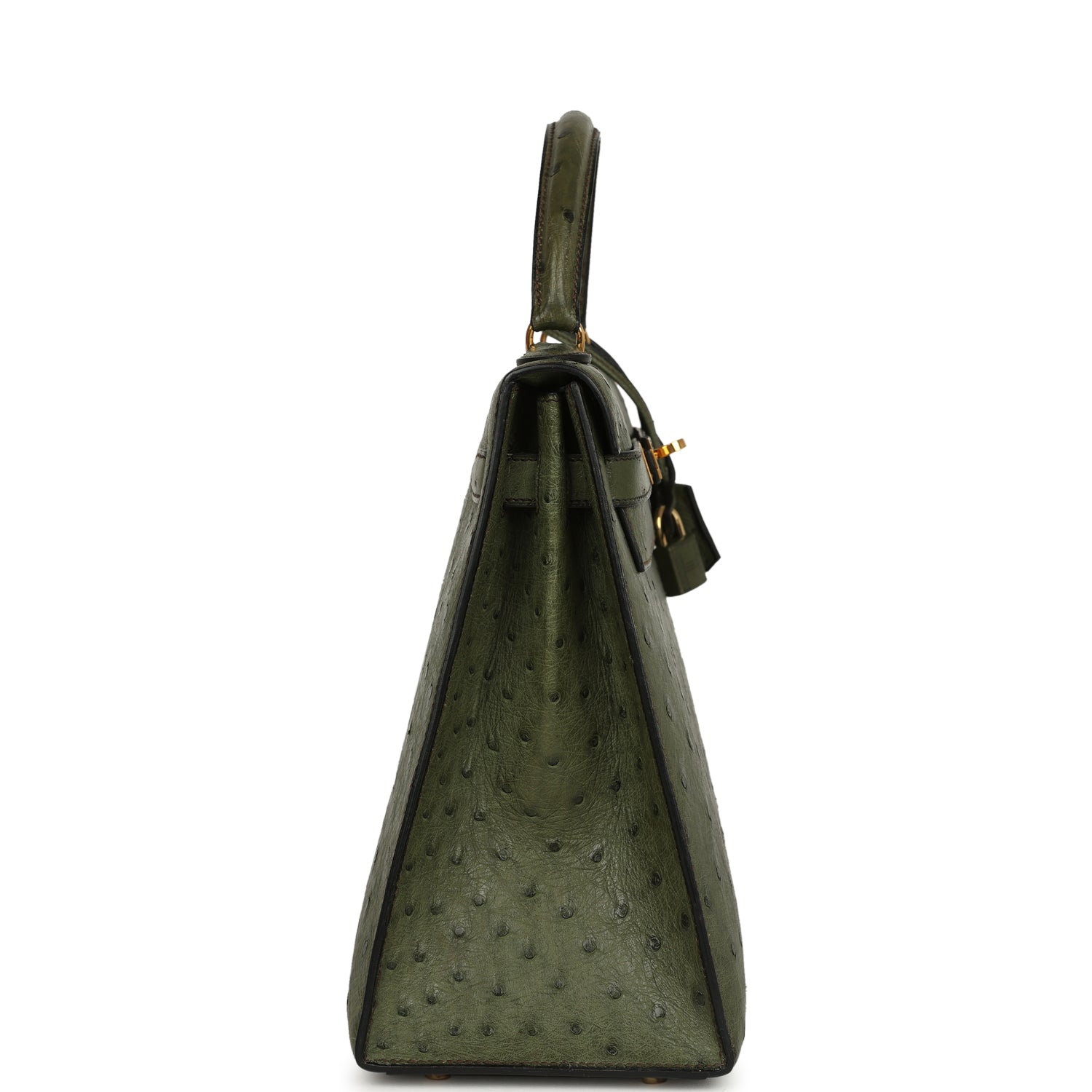 New Hermes Kelly Sellier 32 Vert Olive Ostrich Gold Hardware