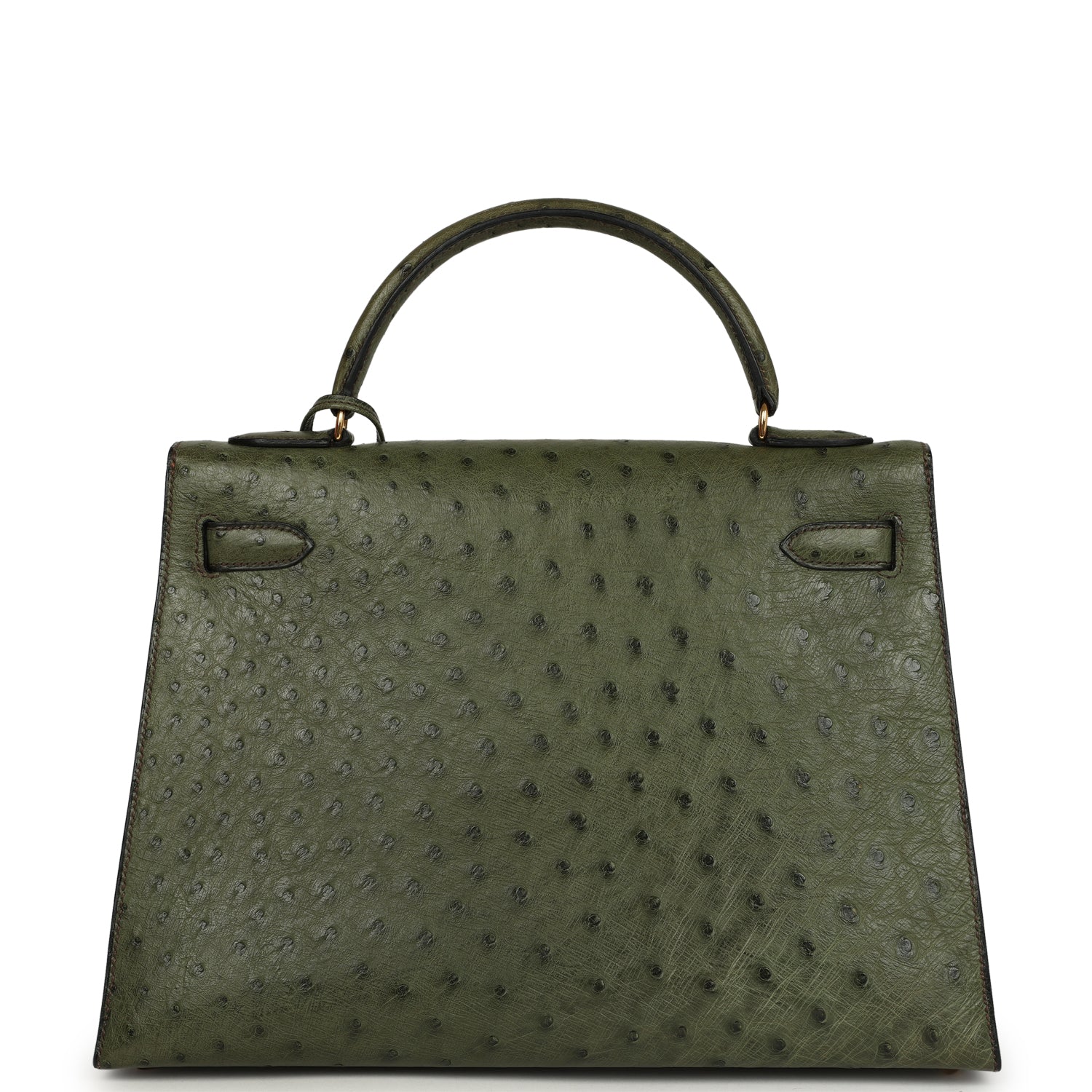 New Hermes Kelly Sellier 32 Vert Olive Ostrich Gold Hardware