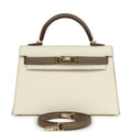 Hermes Special Order (HSS) Kelly Sellier 20 Nata and Etoupe Chevre Mysore Permabrass Hardware
