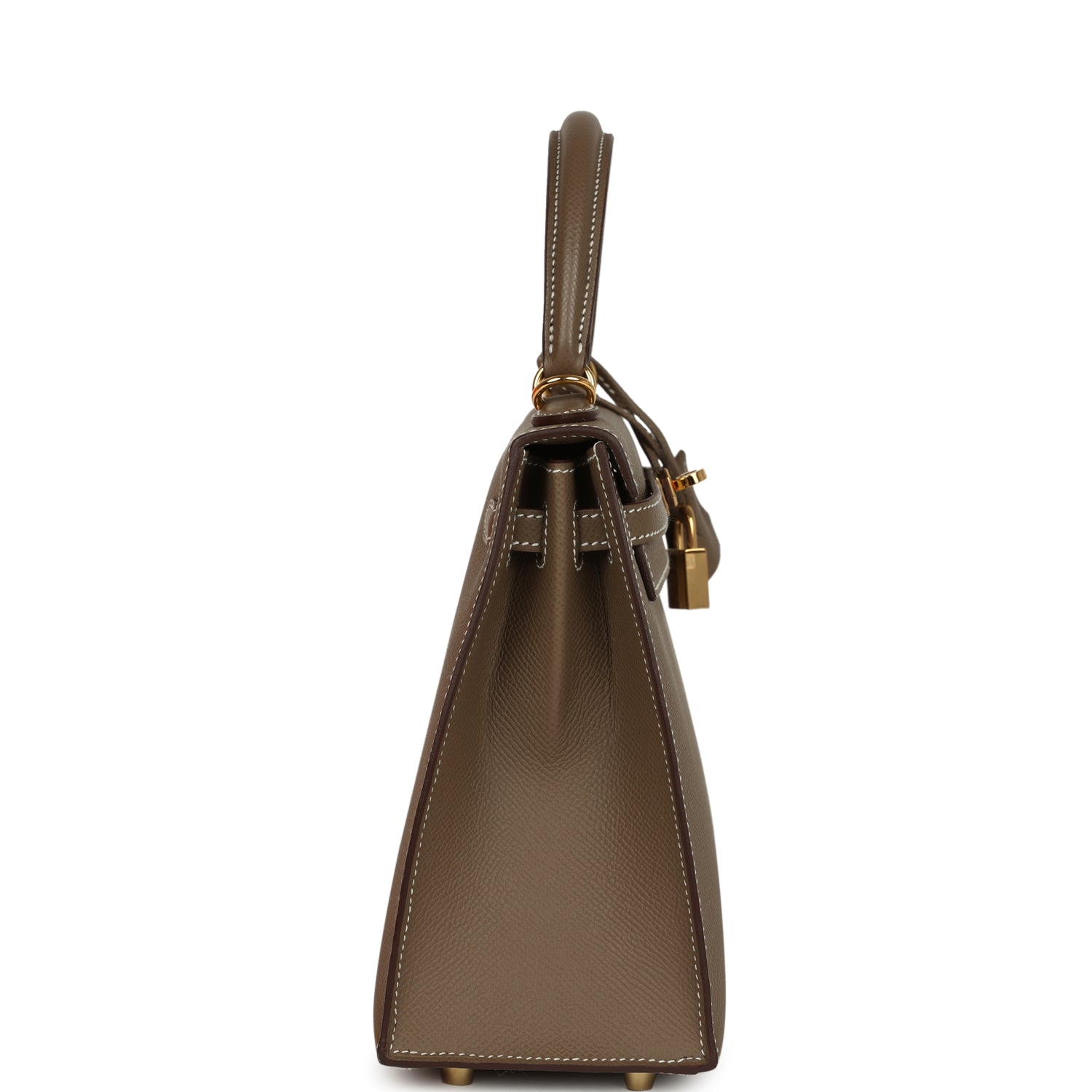 Pre-owned Hermes Kelly Sellier 25 Etoupe Epsom Gold Hardware