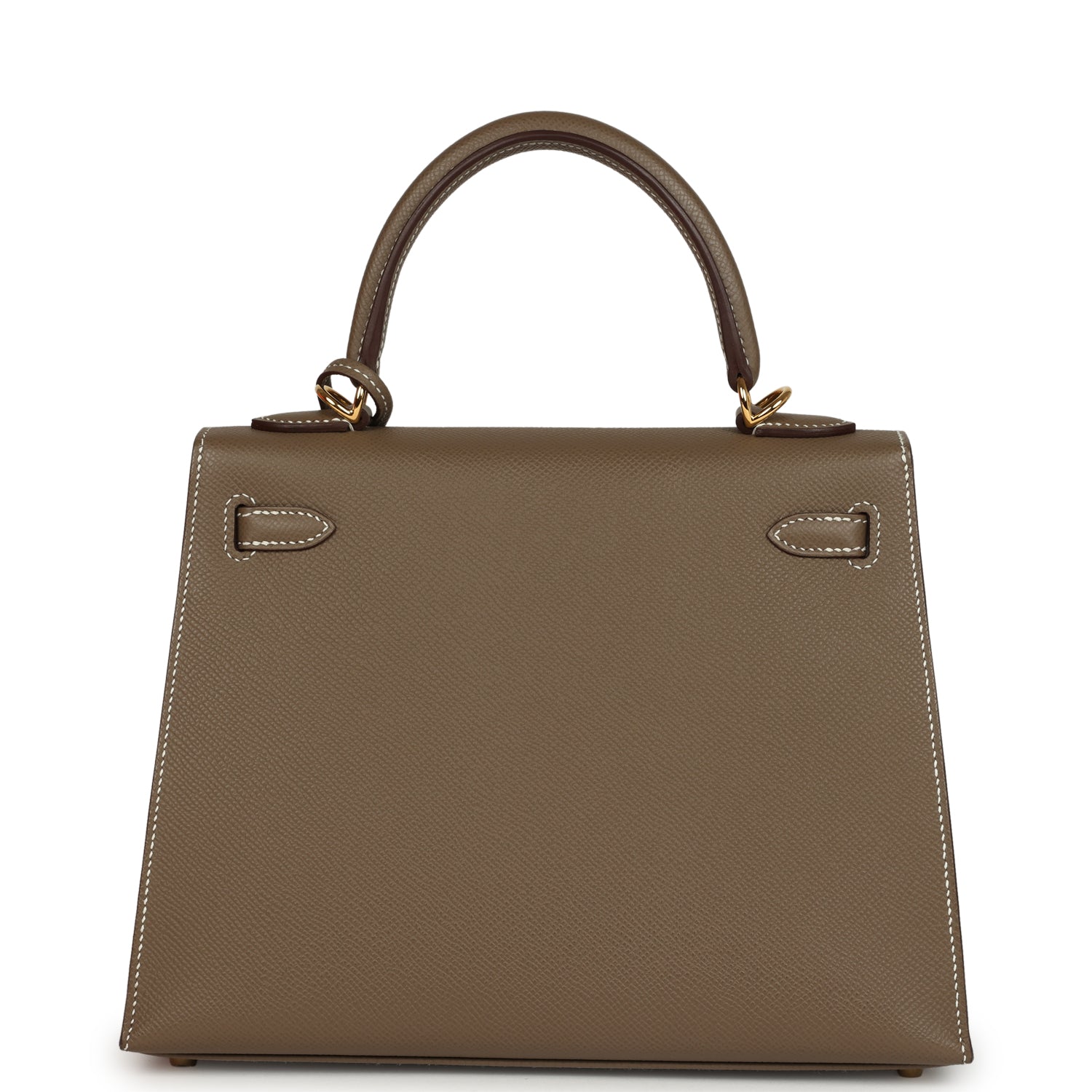 Pre-owned Hermes Kelly Sellier 25 Etoupe Epsom Gold Hardware