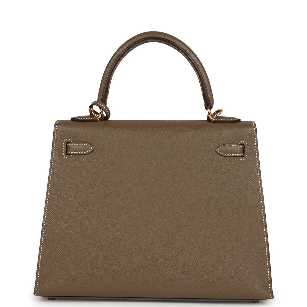 New Hermes Kelly Sellier 25 Etoupe Epsom Gold Hardware